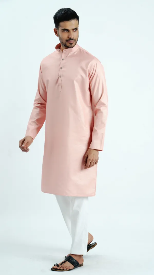 Peach_Zari_Work_Kurta_For_Men