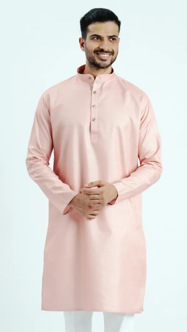 Peach_Zari_Work_Kurta_For_Men