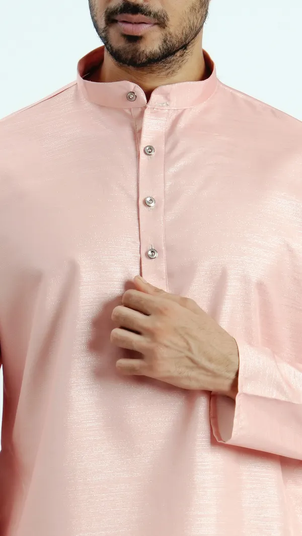 Peach_Zari_Work_Kurta_For_Men