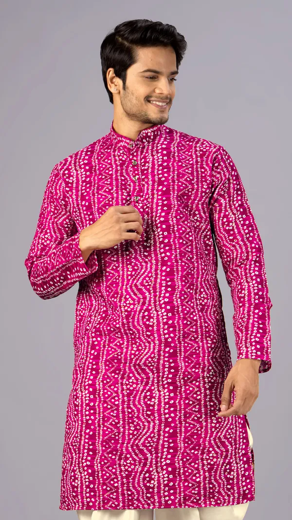 Pink_Bandhani_Printed_Kurta_For_Men
