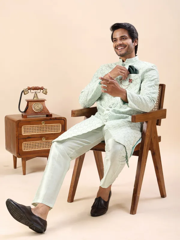 Pista_Green_Diamond_Pattern_Indo_Western_Kurta_Set