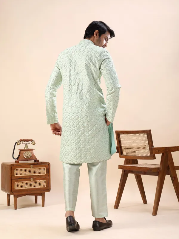 Pista_Green_Diamond_Pattern_Indo_Western_Kurta_Set