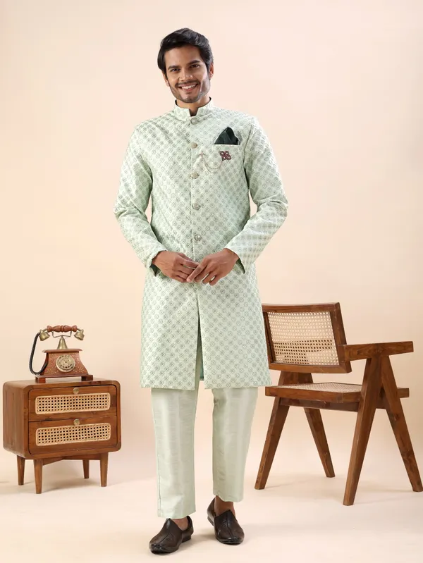 Pista_Green_Sequin_Indo_Western_Kurta_Set