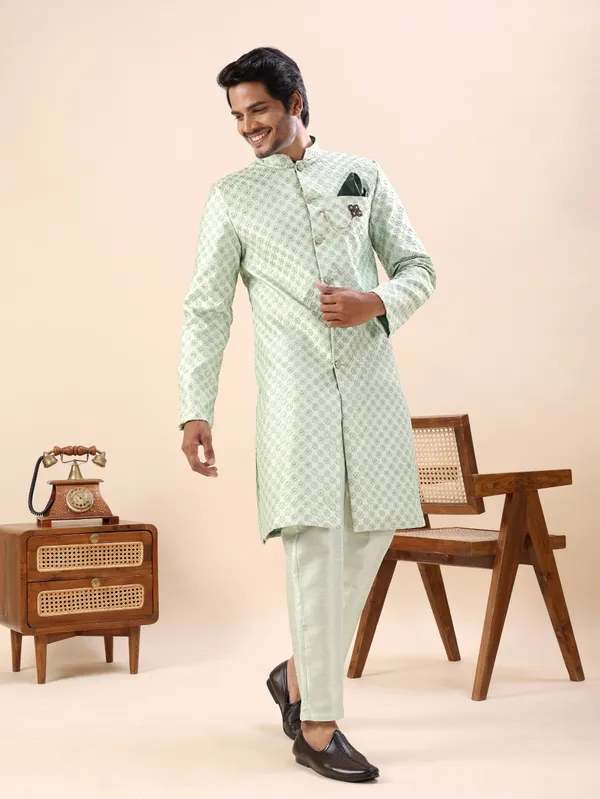 Pista_Green_Sequin_Indo_Western_Kurta_Set