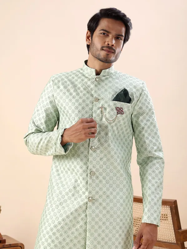 Pista_Green_Sequin_Indo_Western_Kurta_Set