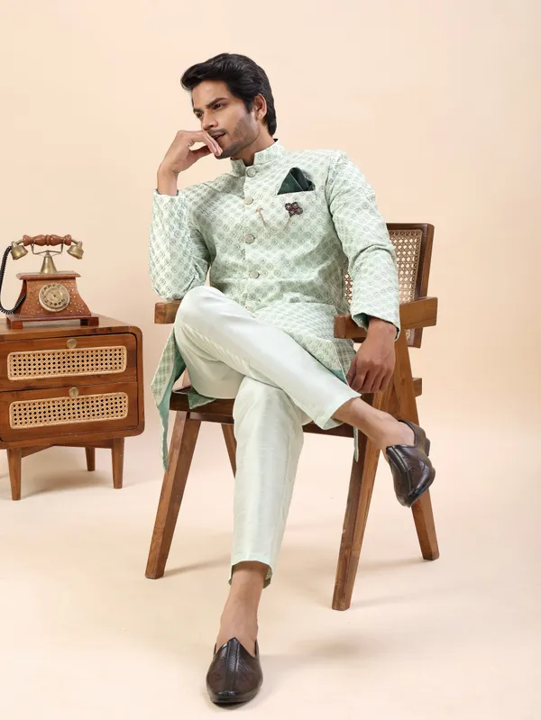 Pista_Green_Sequin_Indo_Western_Kurta_Set