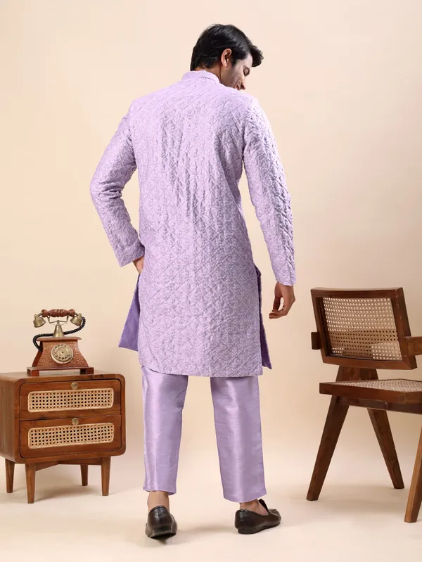 Purple_Floral_Indo_Western_Kurta_Set