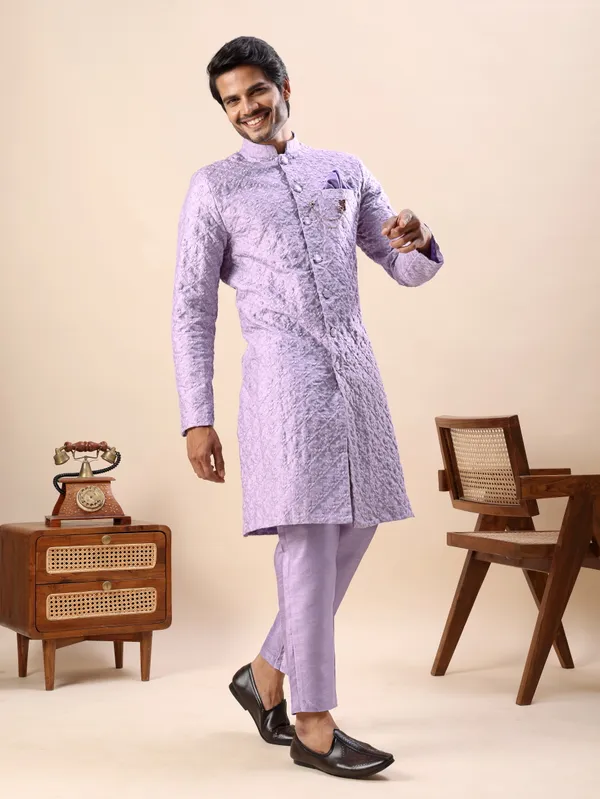 Purple_Floral_Indo_Western_Kurta_Set