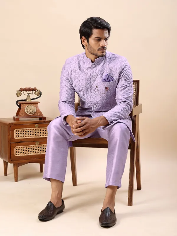 Purple_Floral_Indo_Western_Kurta_Set
