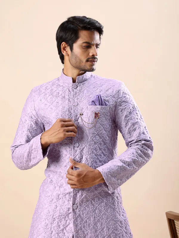 Purple_Floral_Indo_Western_Kurta_Set