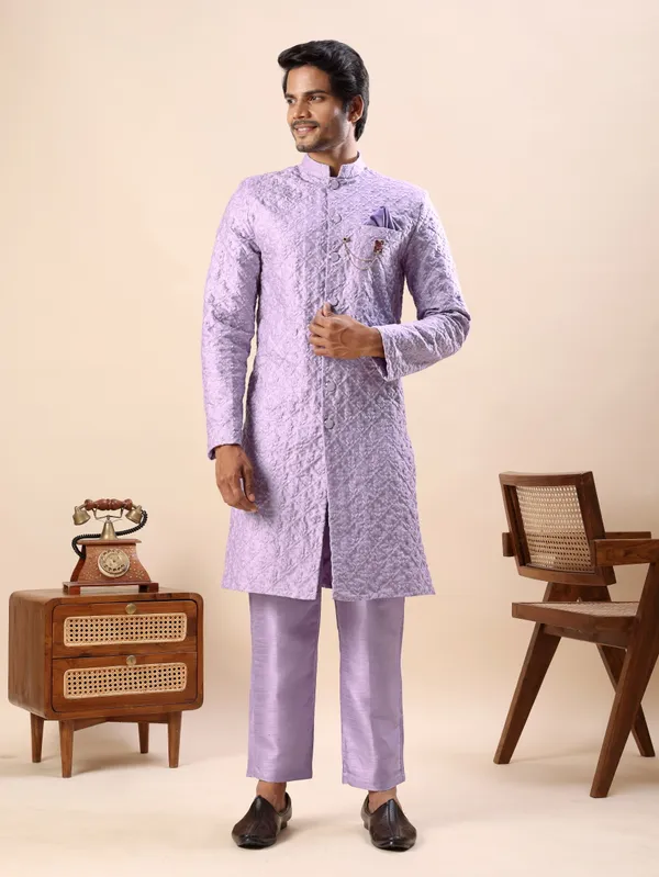 Purple_Floral_Indo_Western_Kurta_Set