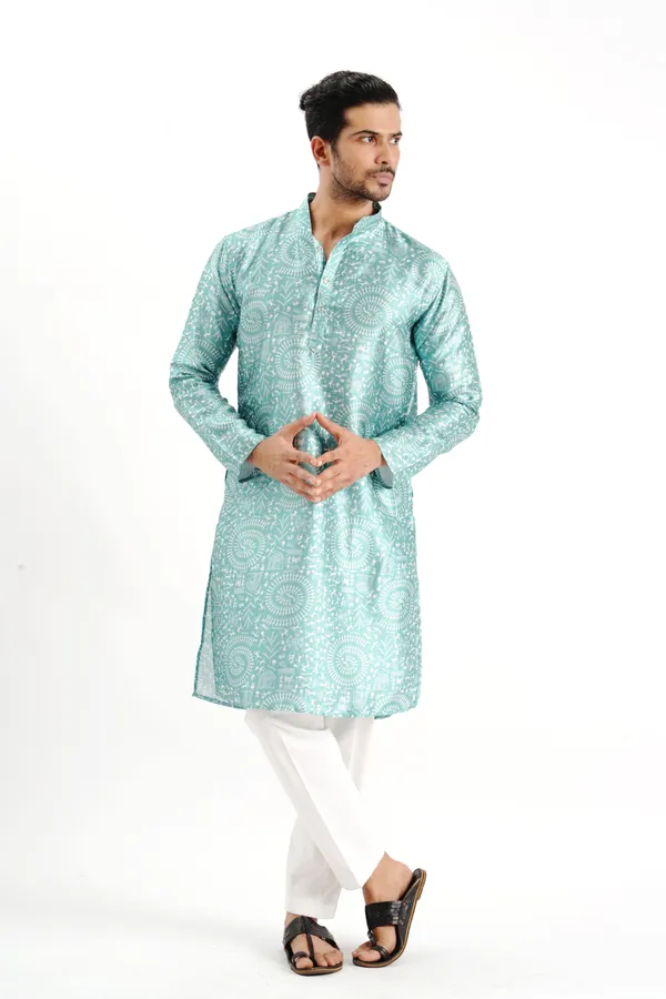 Rama_Green_Silk_Printed_Kurta_For_Men
