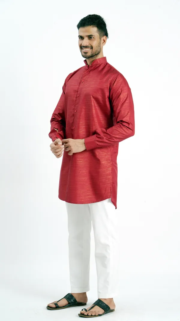 Red_Cotton_Long_Shirt_For_Men