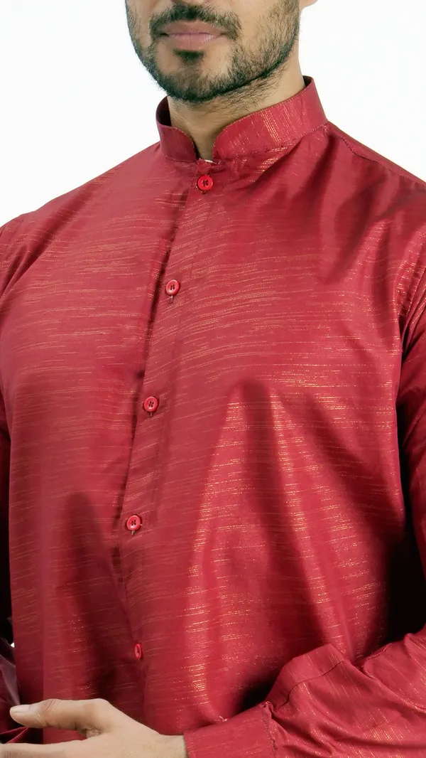 Red_Cotton_Long_Shirt_For_Men