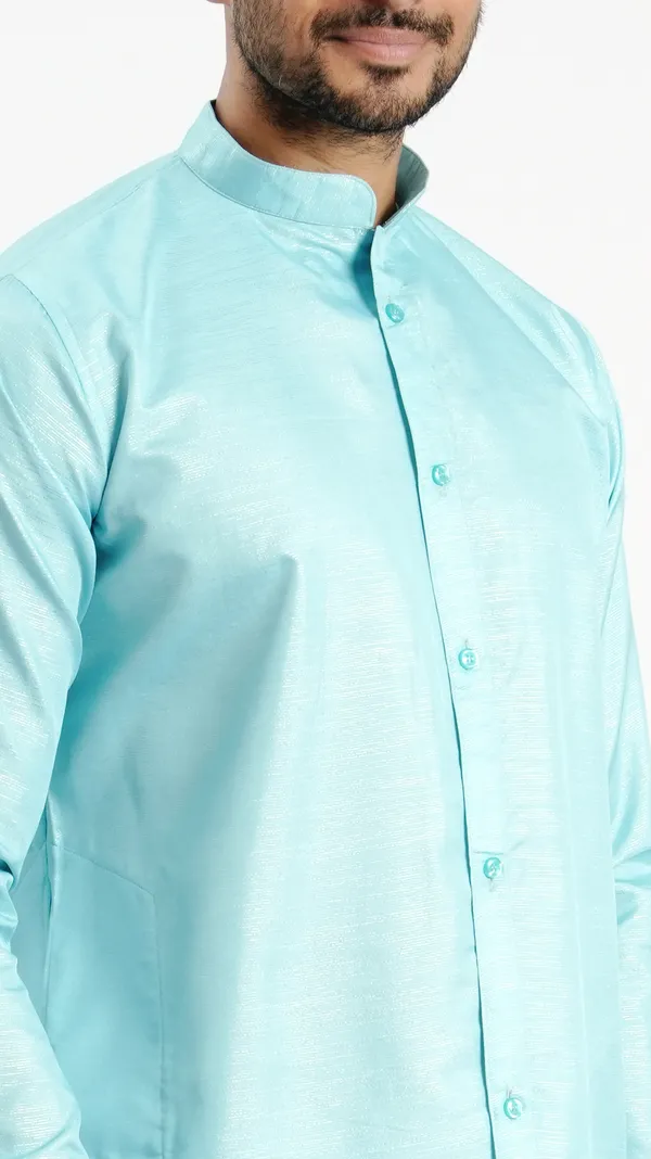 Sky_Blue_Cotton_Long_Shirt_For_Men