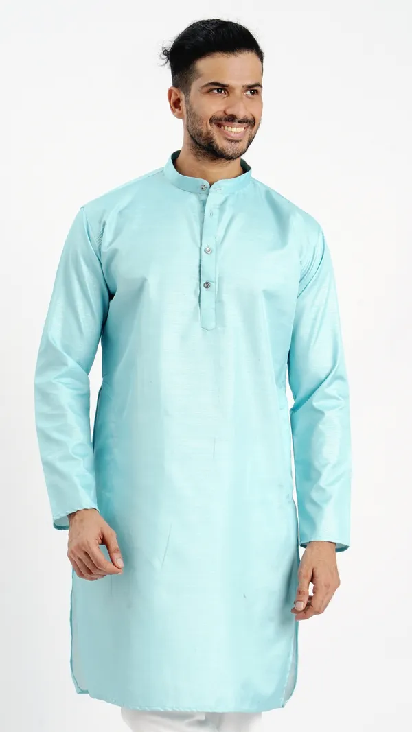 Sky_Blue_Zari_Work_Kurta_For_Men