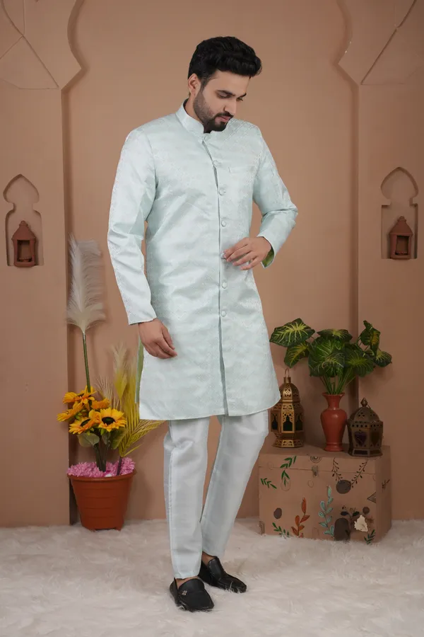 Sky_Blue_Two_Tone_Indo_Western_Kurta_Set