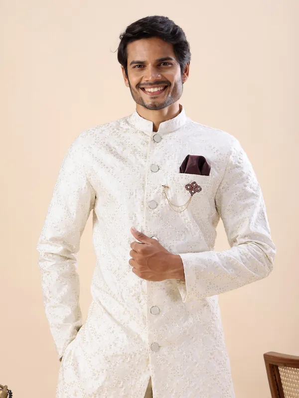 White_Floral_Indo_Western_Kurta_Set
