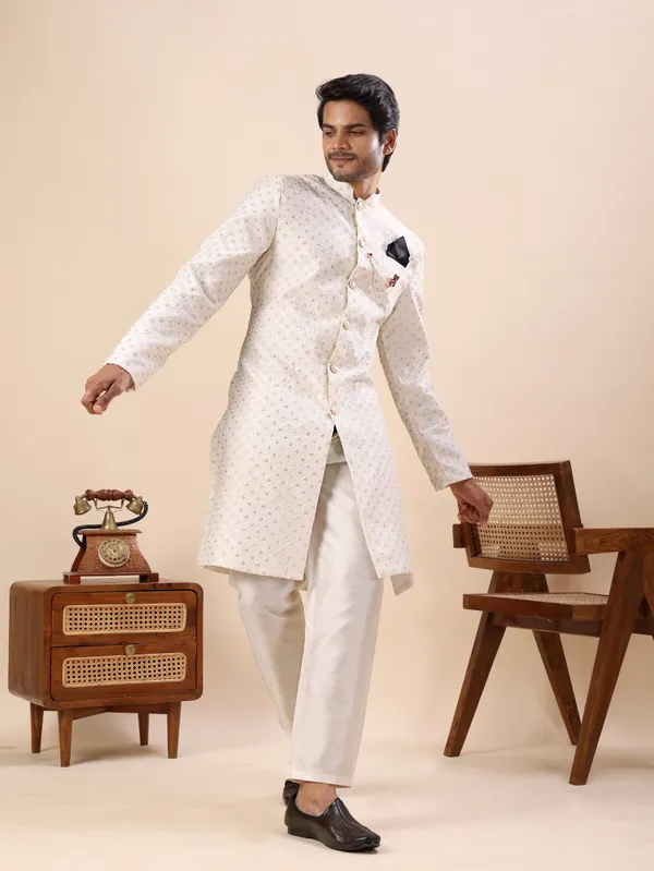 White_Sequin_Indo_Western_Kurta_Set