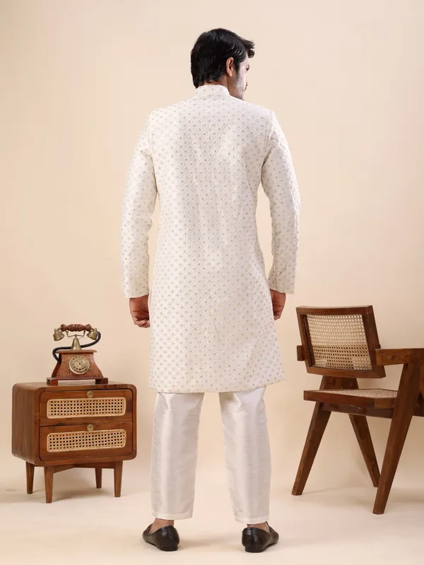 White_Sequin_Indo_Western_Kurta_Set