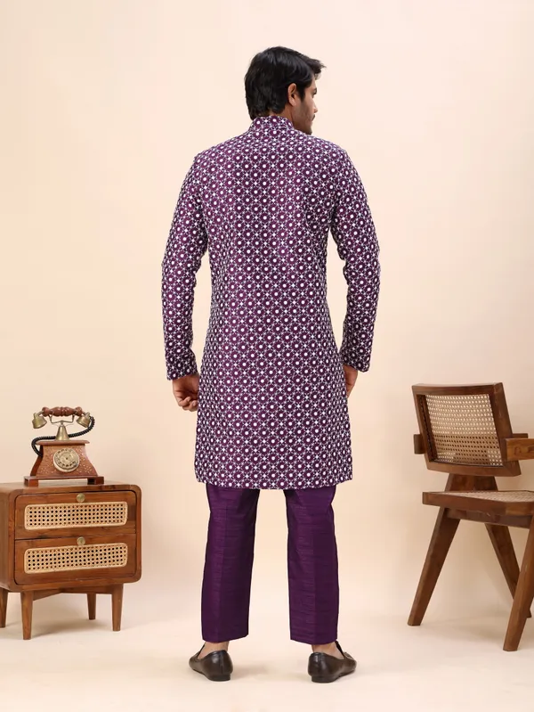 Wine_Dots_Print_Indo_Western_Kurta_Set