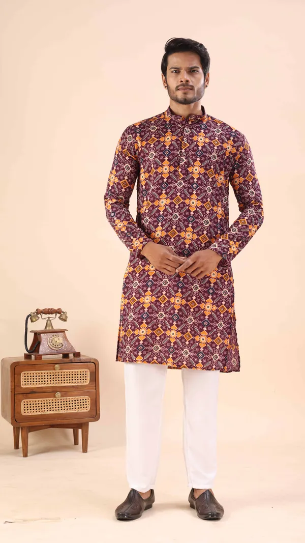 Wine_Gujju_Kurta_For_Men