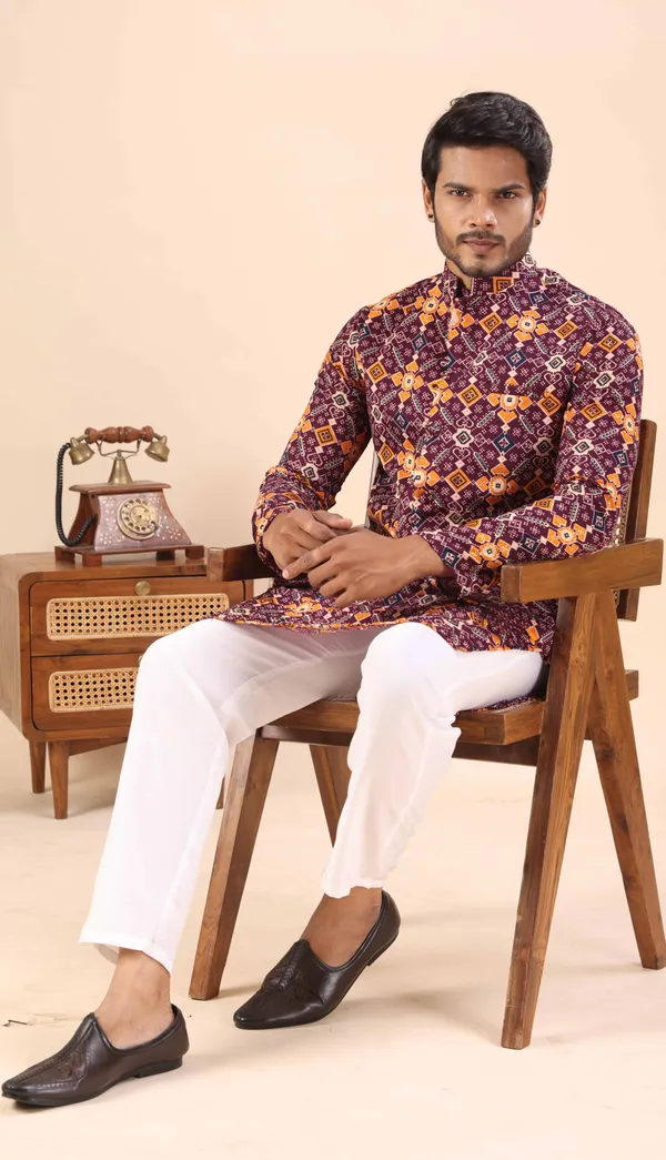 Wine_Gujju_Kurta_For_Men