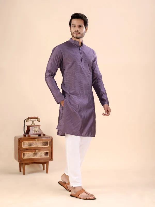 Wine_Jhimi_Silk_Kurta_For_Men