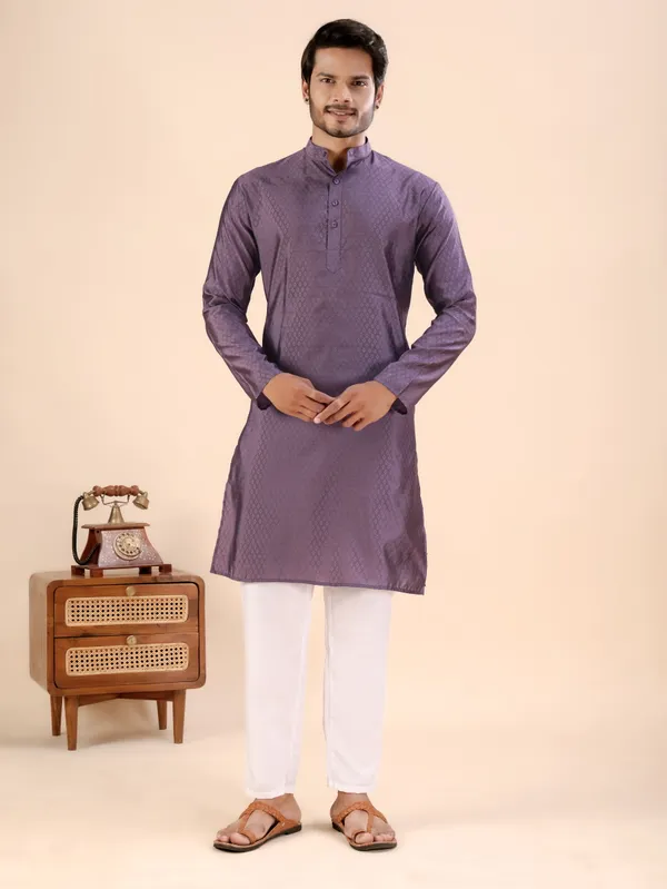 Wine_Jhimi_Silk_Kurta_For_Men