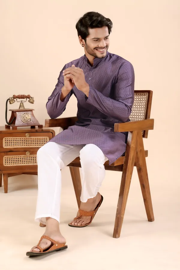 Wine_Jhimi_Silk_Kurta_For_Men