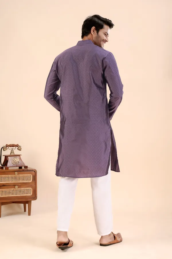 Wine_Jhimi_Silk_Kurta_For_Men