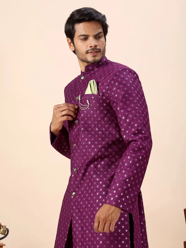Wine_Sequin_Indo_Western_Kurta_Set
