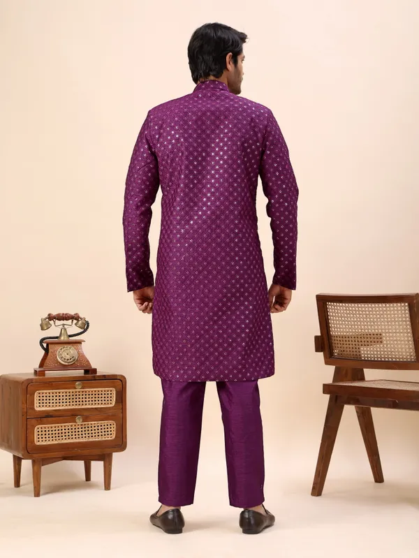 Wine_Sequin_Indo_Western_Kurta_Set