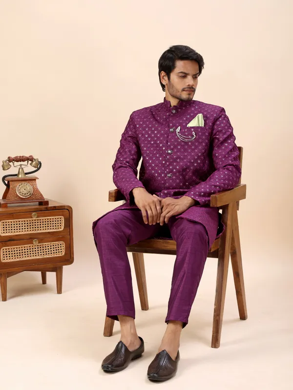 Wine_Sequin_Indo_Western_Kurta_Set