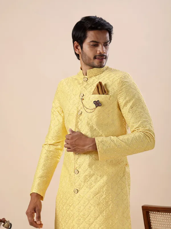 Yellow_Floral_Indo_Western_Kurta_Set