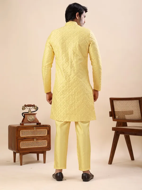 Yellow_Floral_Indo_Western_Kurta_Set