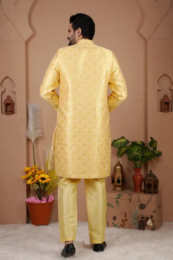 Yellow_Two_Tone_Indo_Western_Kurta_Set