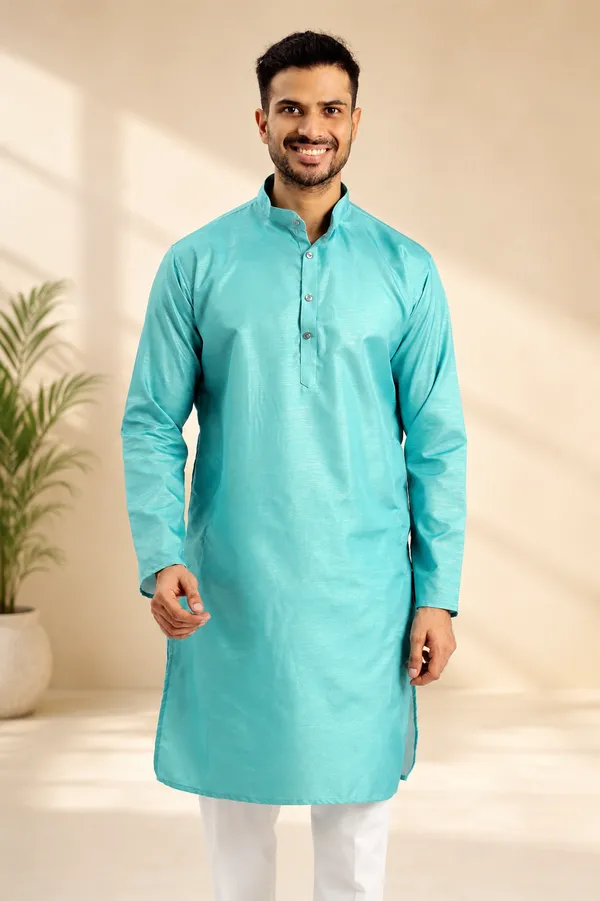 Rama_Green_Zari_Work_Kurta_For_Men