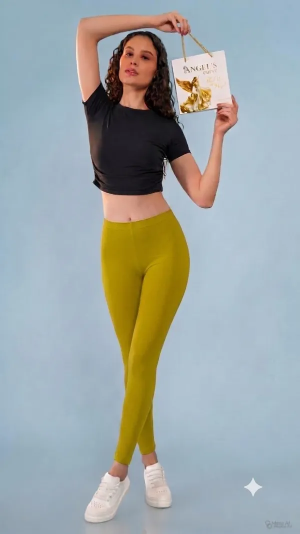 Lime_Green_Organic_Egyptian_Cotton_High_Waist_Slim_Fit_Leggings_For_Women