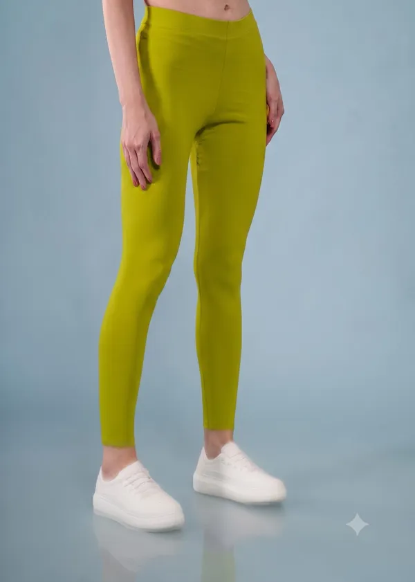 Lime_Green_Organic_Egyptian_Cotton_High_Waist_Slim_Fit_Leggings_For_Women