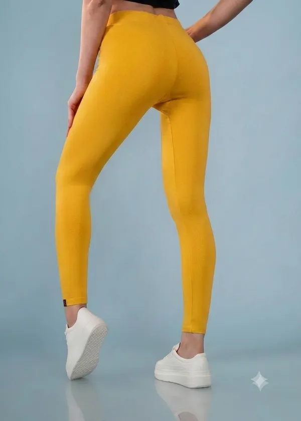 Yellow_Organic_Egyptian_Cotton_Blend_Slim_Fit_Ankle_Length_Leggings_For_Women