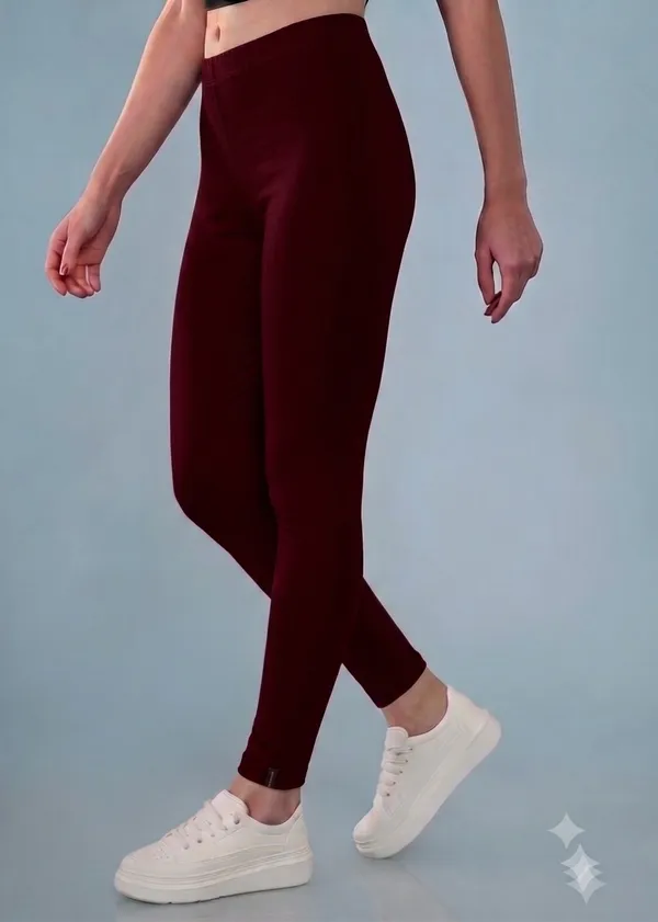 Maroon_Organic_Egyptian_Cotton_Slim_Fit_Ankle_Length_Leggings_For_Women