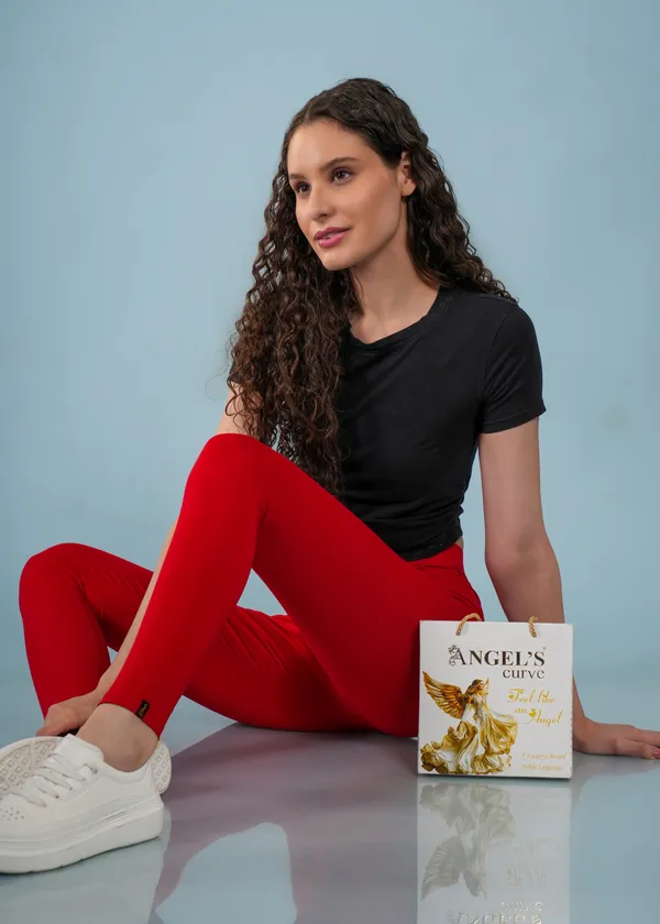 Red_Organic_Egyptian_Cotton_Blend_Slim_Fit_Ankle_Length_Leggings_For_Women