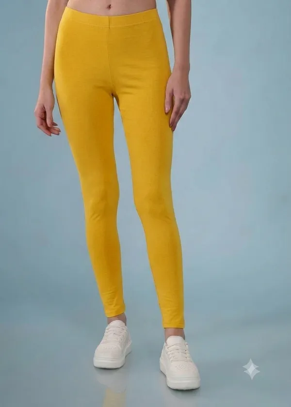 Yellow_Organic_Egyptian_Cotton_Blend_Slim_Fit_Ankle_Length_Leggings_For_Women