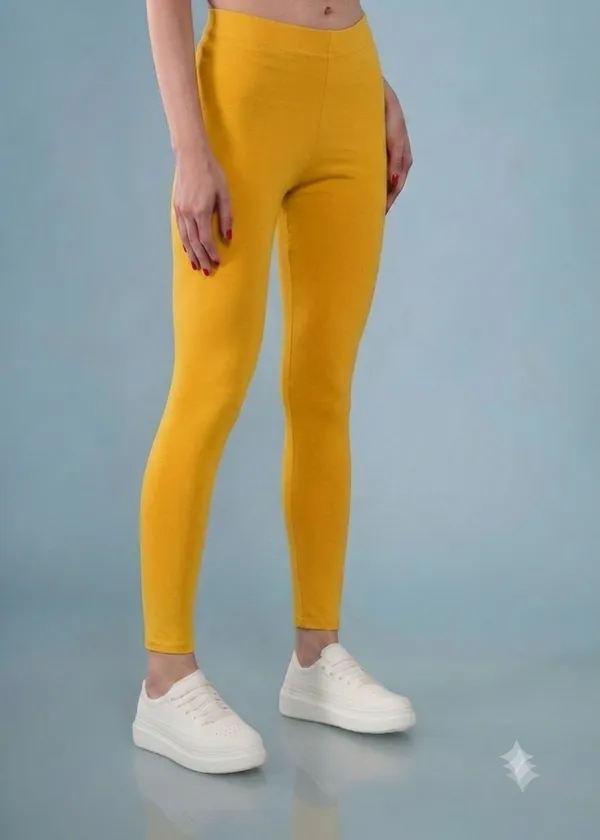 Yellow_Organic_Egyptian_Cotton_Blend_Slim_Fit_Ankle_Length_Leggings_For_Women
