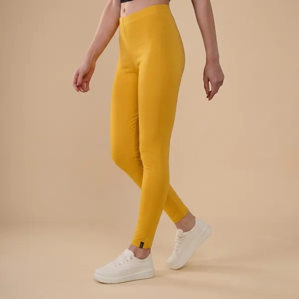 Yellow_Organic_Egyptian_Cotton_Blend_Slim_Fit_Ankle_Length_Leggings_For_Women