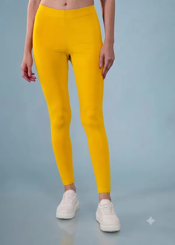 Yellow_Organic_Egyptian_Cotton_Blend_Slim_Fit_Ankle_Length_Leggings_For_Women