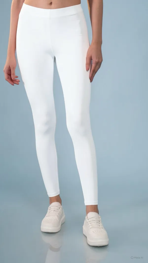 White_Organic_Egyptian_Cotton_Blend_Slim_Fit_Ankle_Length_Leggings_For_Women