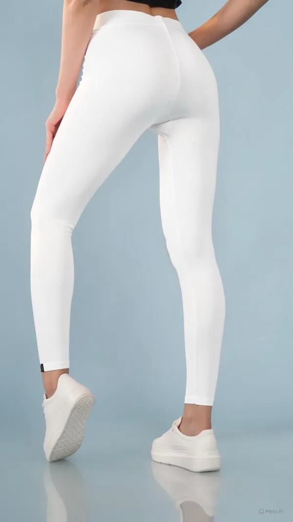 White_Organic_Egyptian_Cotton_Blend_Slim_Fit_Ankle_Length_Leggings_For_Women