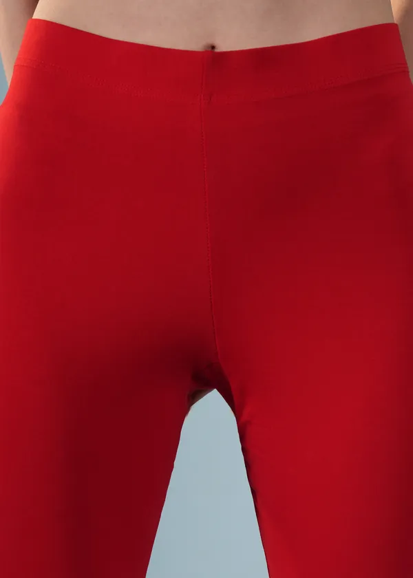 Red_Organic_Egyptian_Cotton_Blend_Slim_Fit_Ankle_Length_Leggings_For_Women